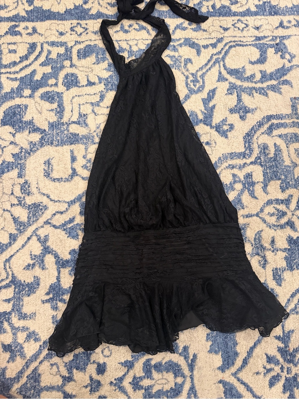 Peppermayo Black Halter Lace Midi Dress